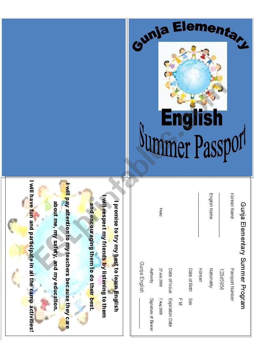 Passport (Ideal for Camp) worksheet