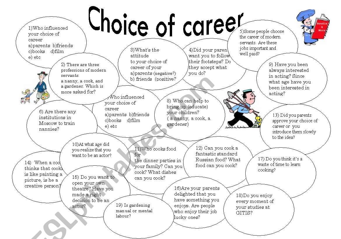 Choice of career worksheet