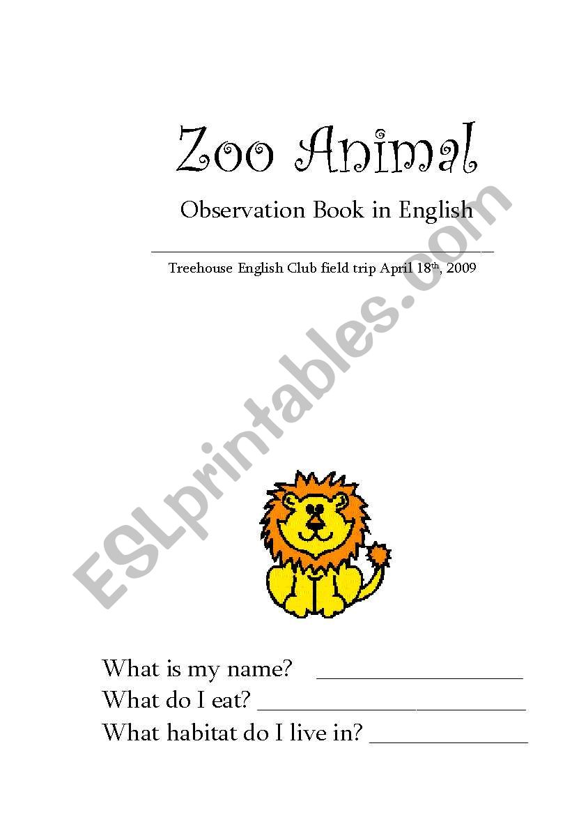 Zoo Animal Observation Booklet