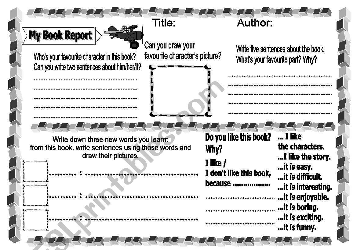 Book report worksheet