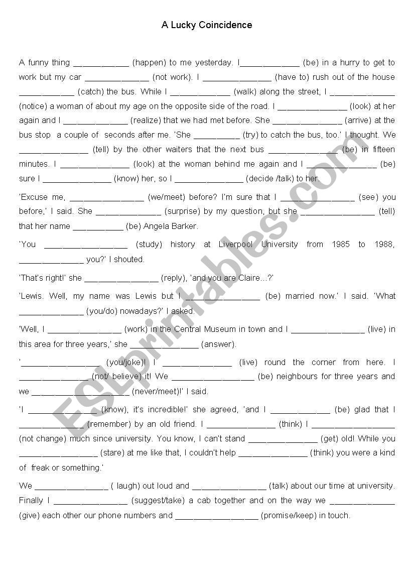 Correct Tense and Verb Pattern Text