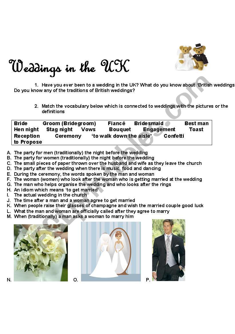 Weddings in the UK worksheet
