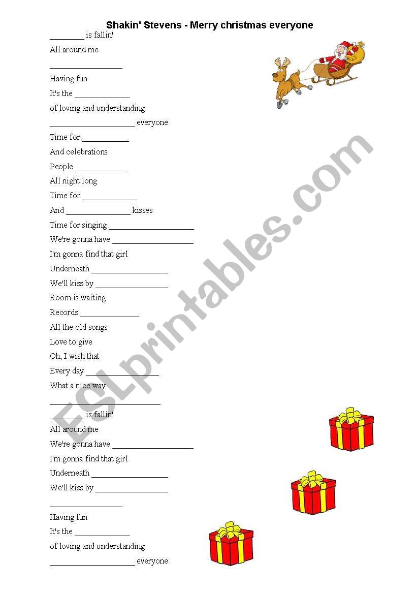 merry Christmas everyone worksheet