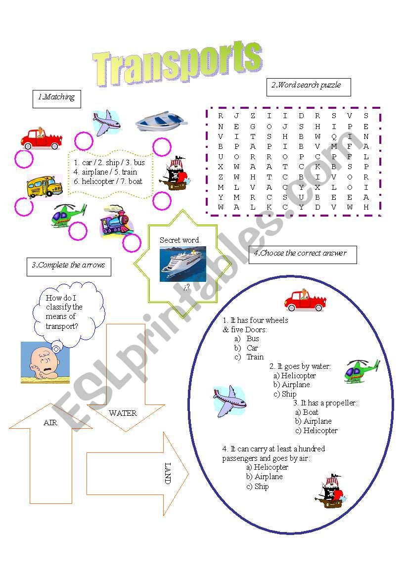 MEANS OF TRANSPORT - ESL worksheet by Aldjia