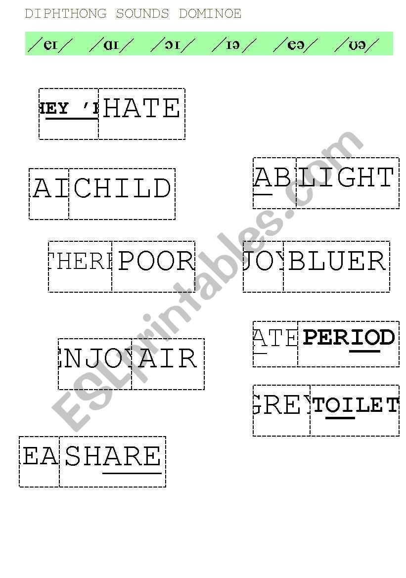 DIPHTHONGS Dominoes 2 worksheet