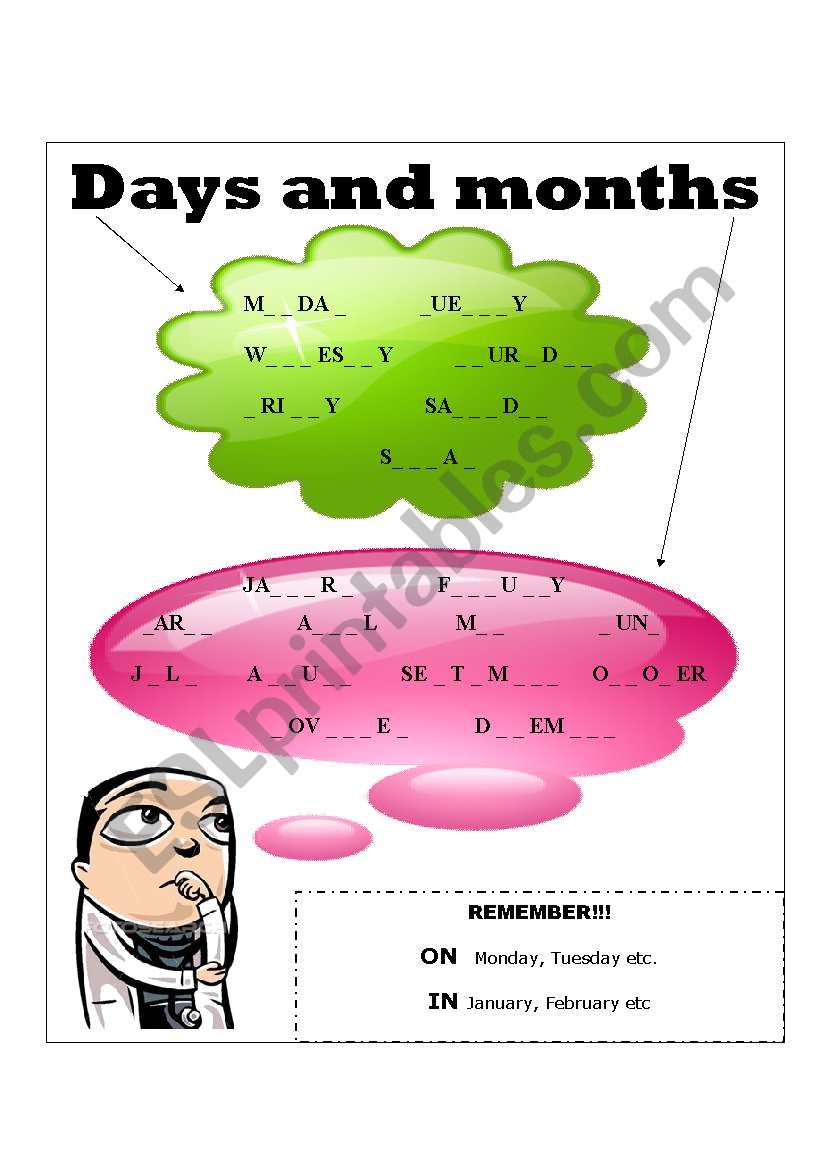 Days and months  worksheet