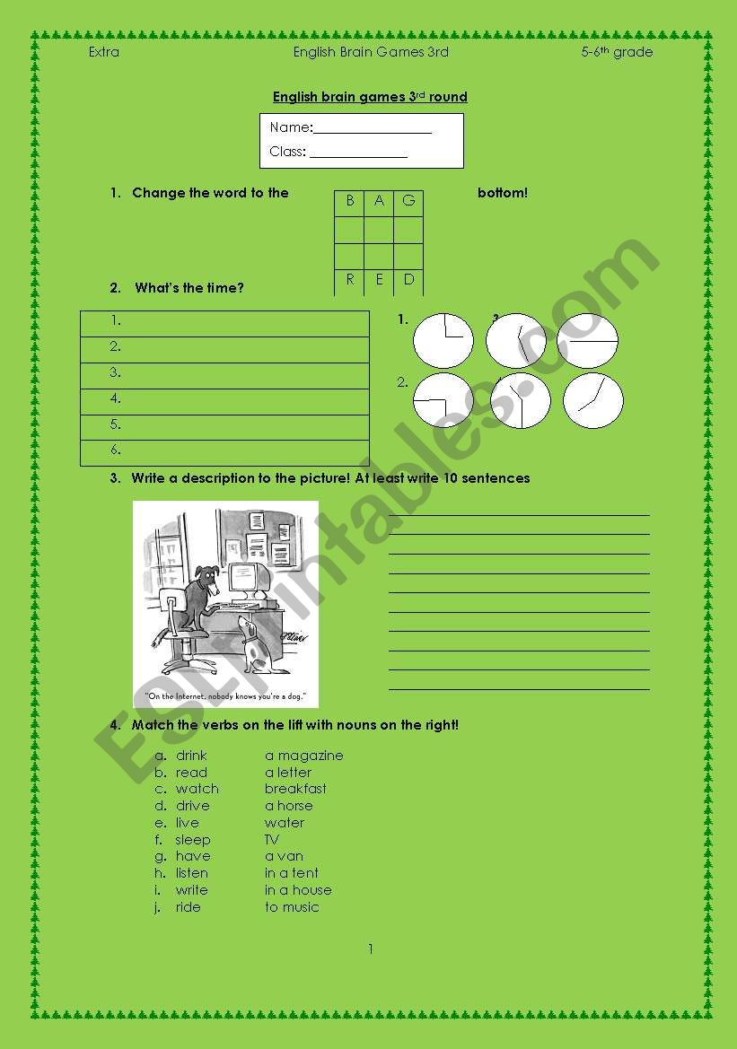 English Brain Games 3 worksheet