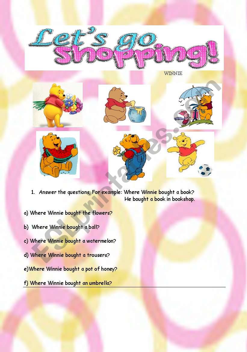 lets go shopping Winnie! worksheet