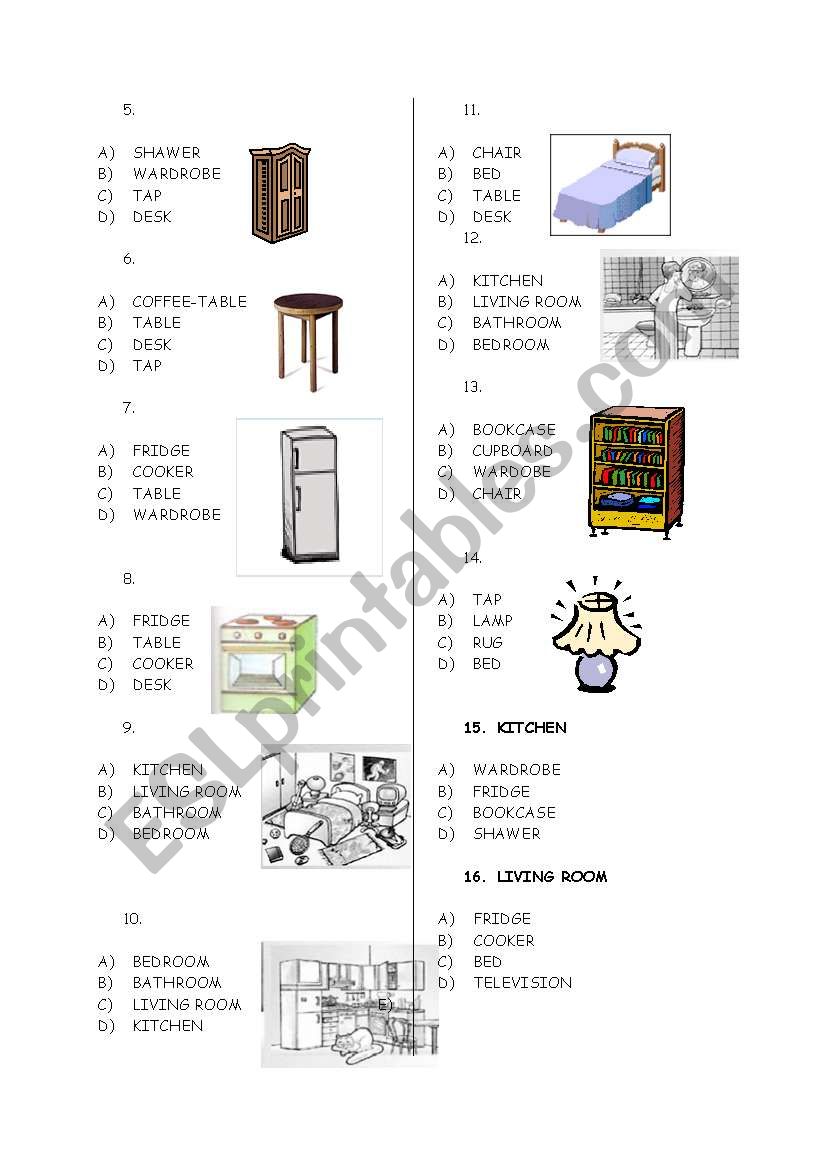 furniture worksheet