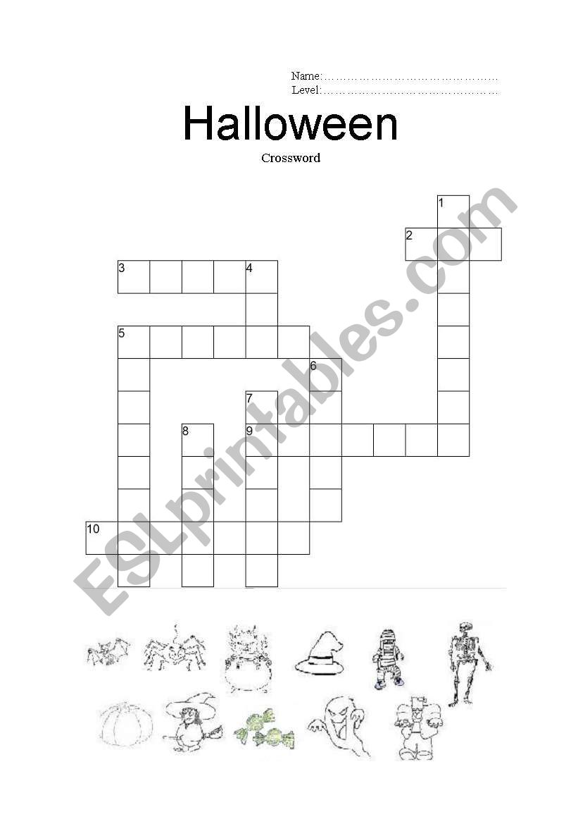 halloween crossword worksheet