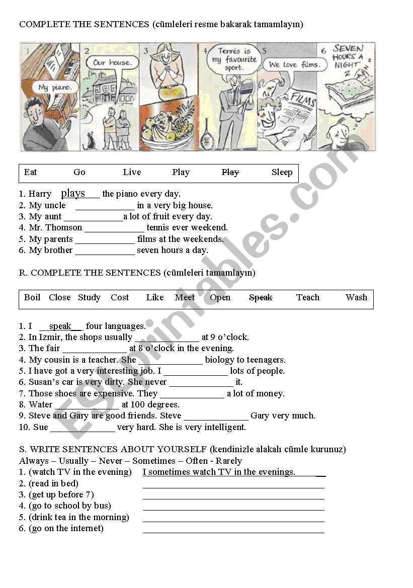 present simple worksheet