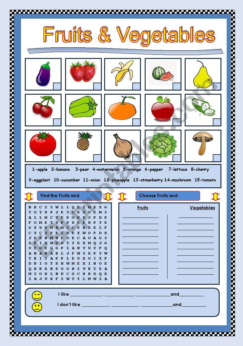 Fruits and Vegetables worksheet