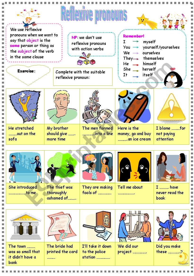 reflexive pronouns worksheet