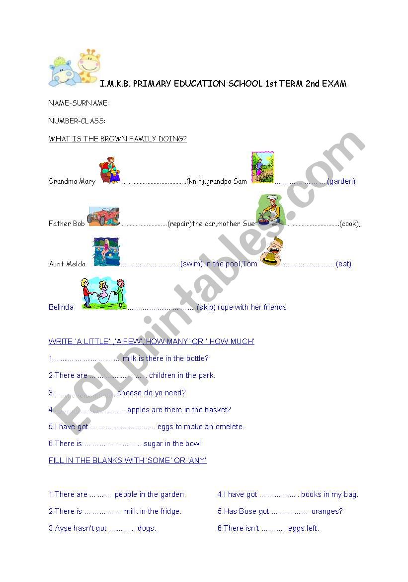 my english exam part1 worksheet