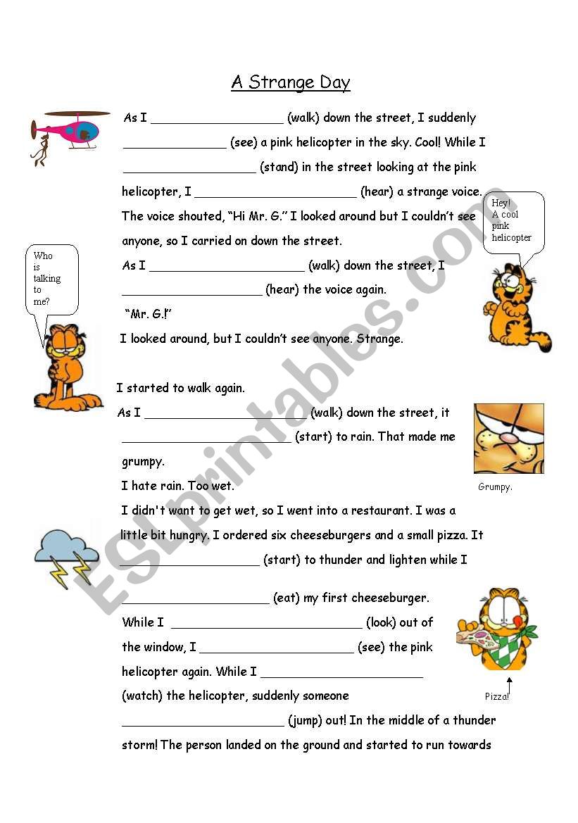 Past Continuous/Simple with Garfield