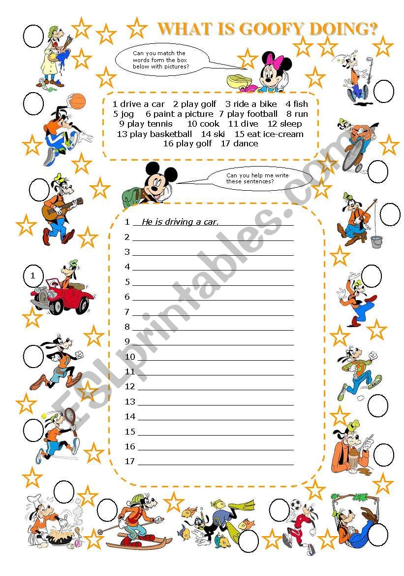 what is goofy doing worksheet