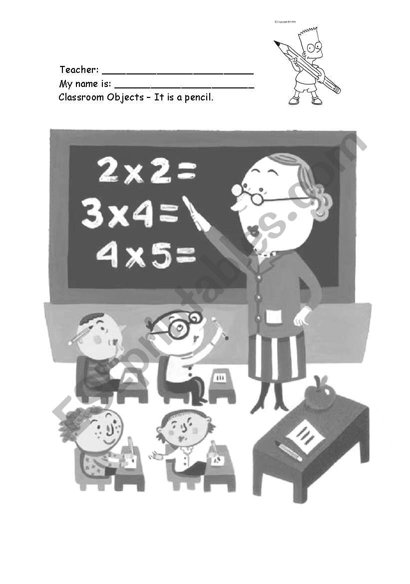 Classroom Objects worksheet
