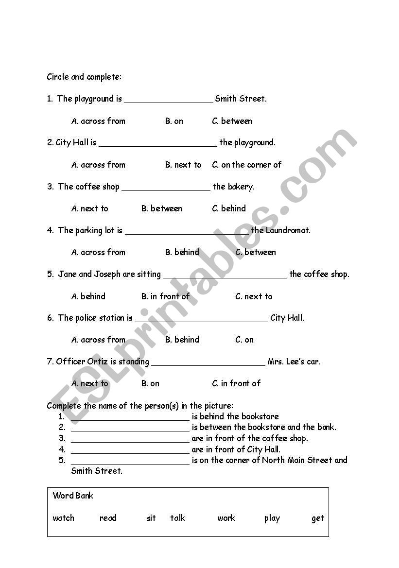 Prepositions worksheet