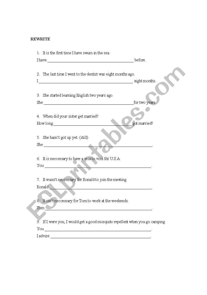rewrite worksheet