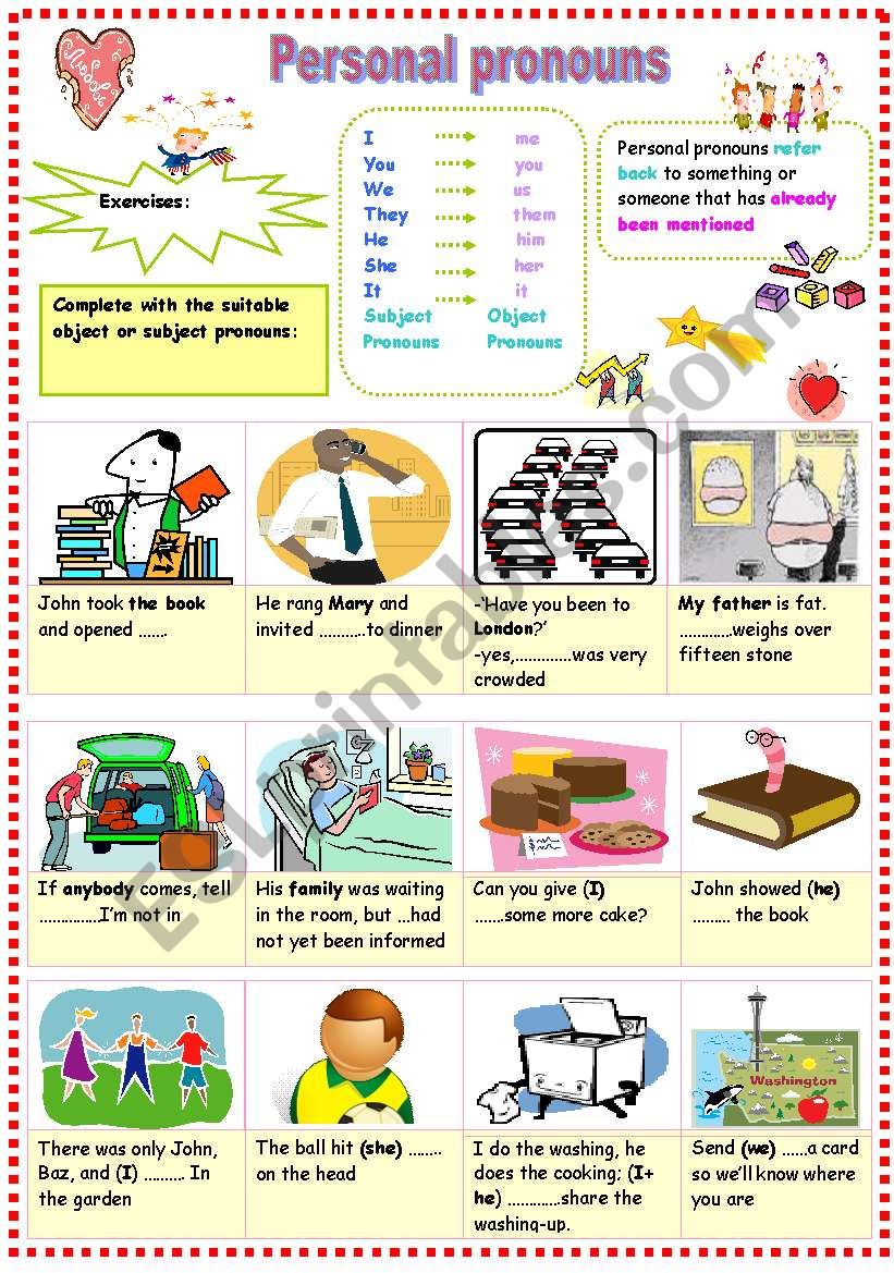 personal pronouns worksheet