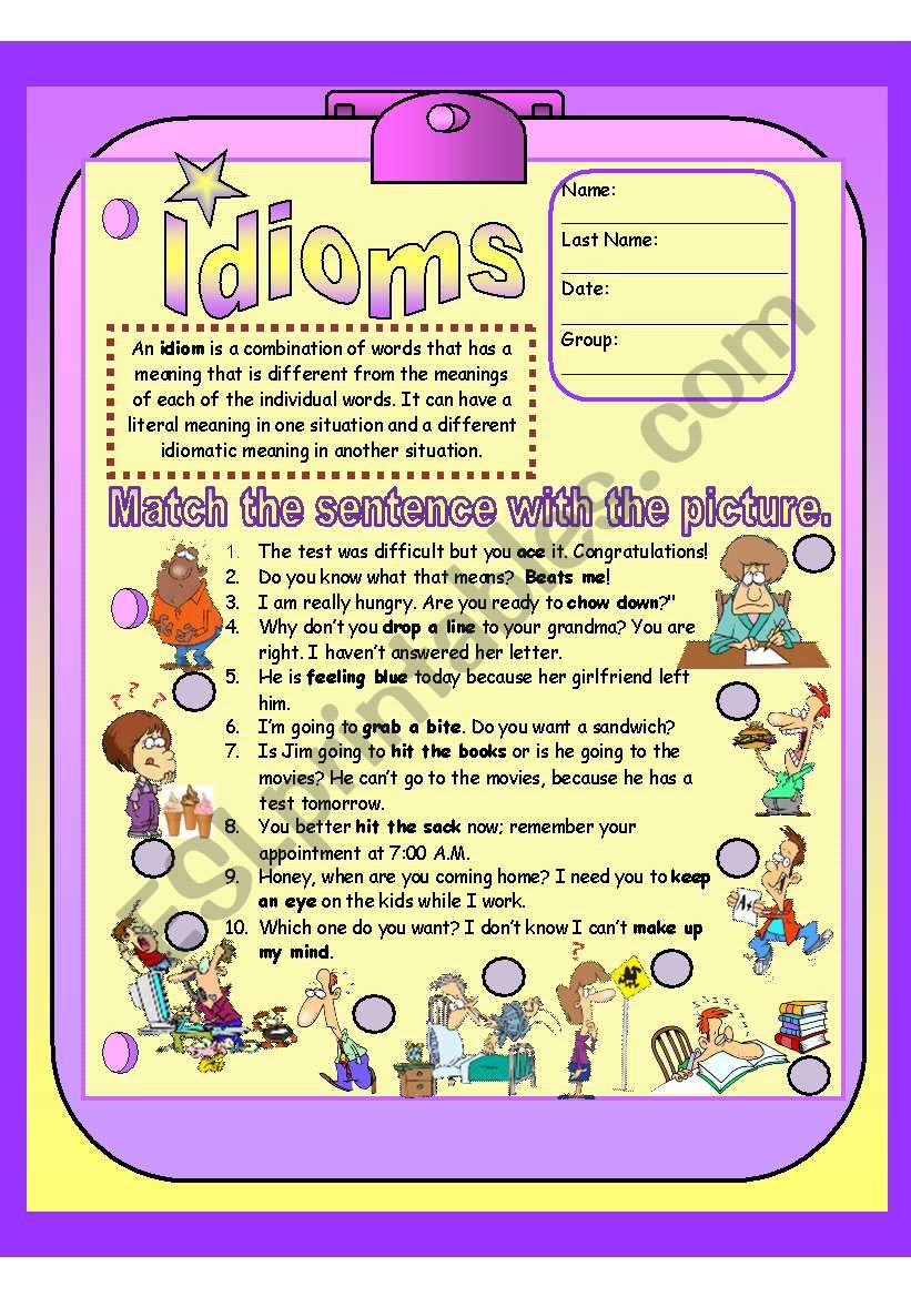 2 ws idioms plus key worksheet