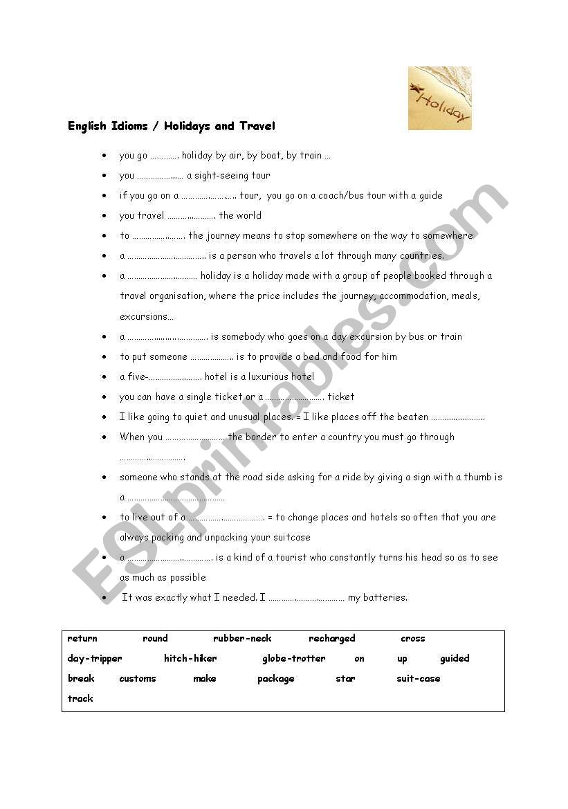 Holidays Idioms worksheet