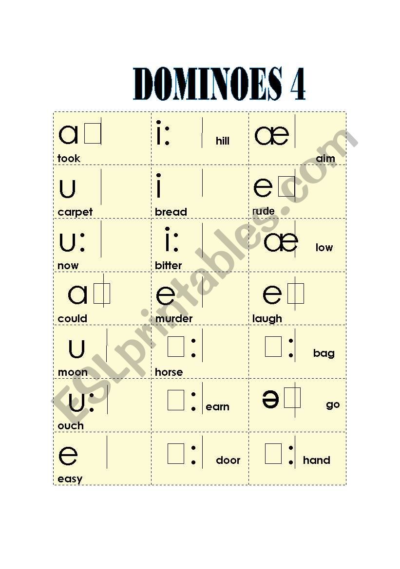 Phonetic dominoes 4 worksheet