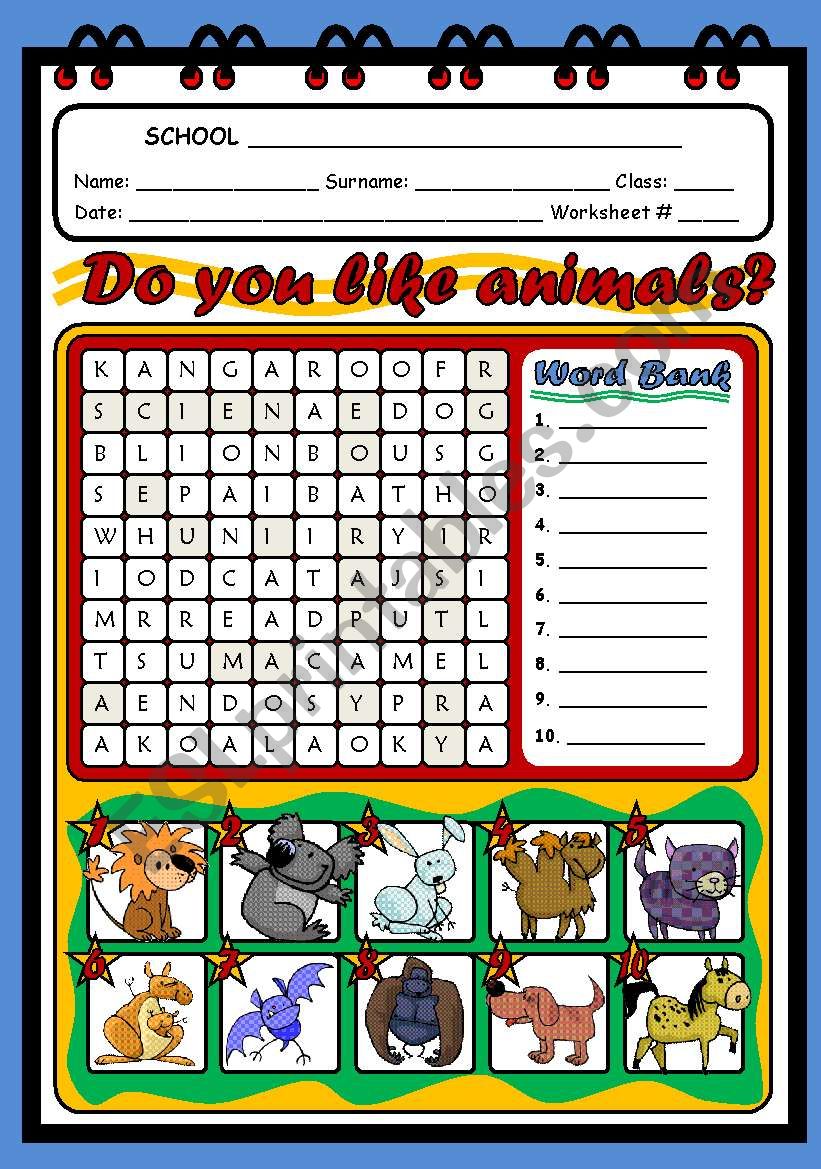 DO YOU LIKE ANIMALS? worksheet