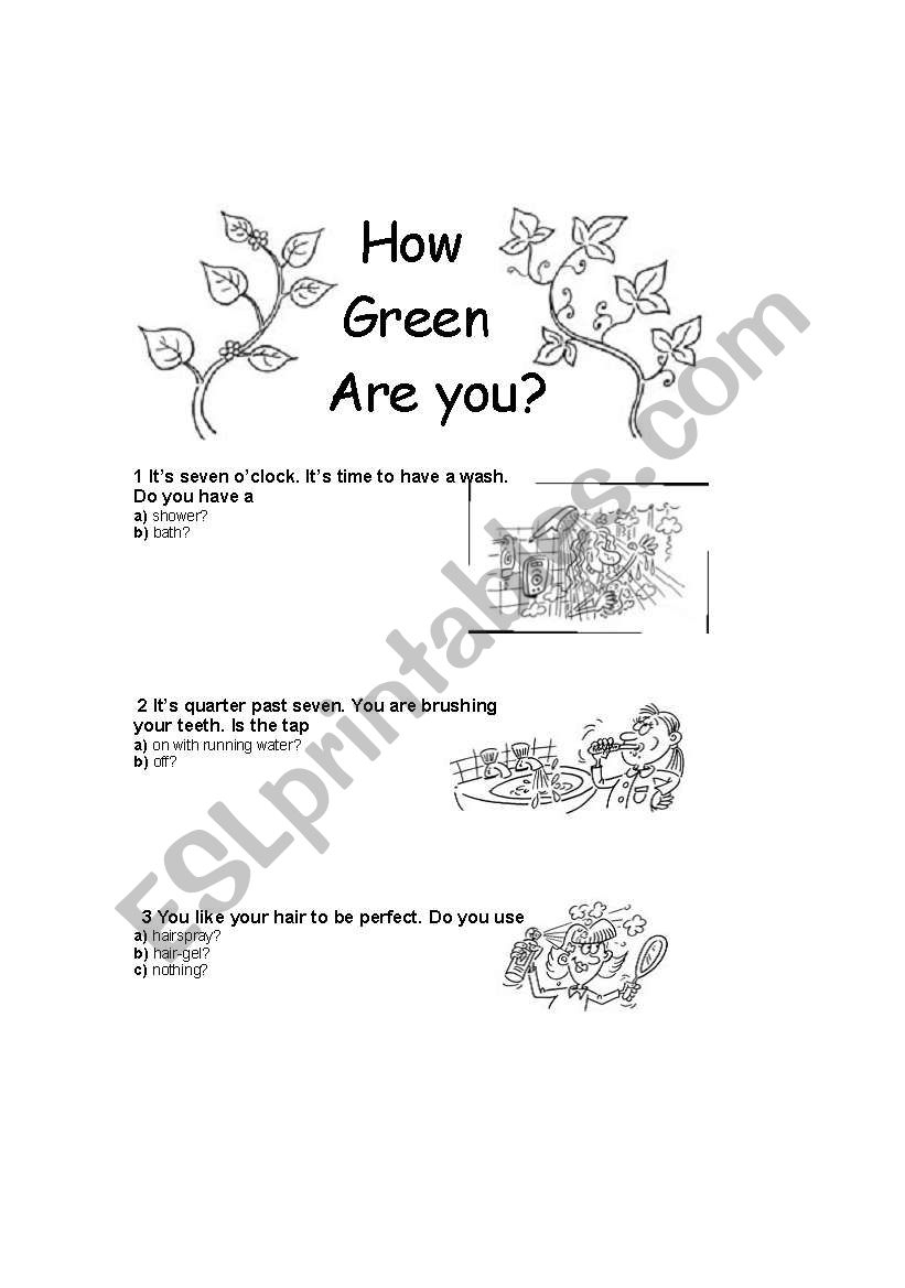 The environment test worksheet