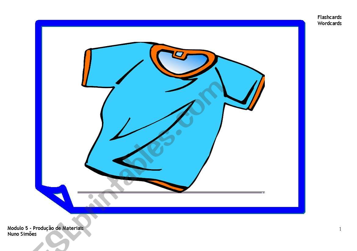 flash-cards on clothes worksheet