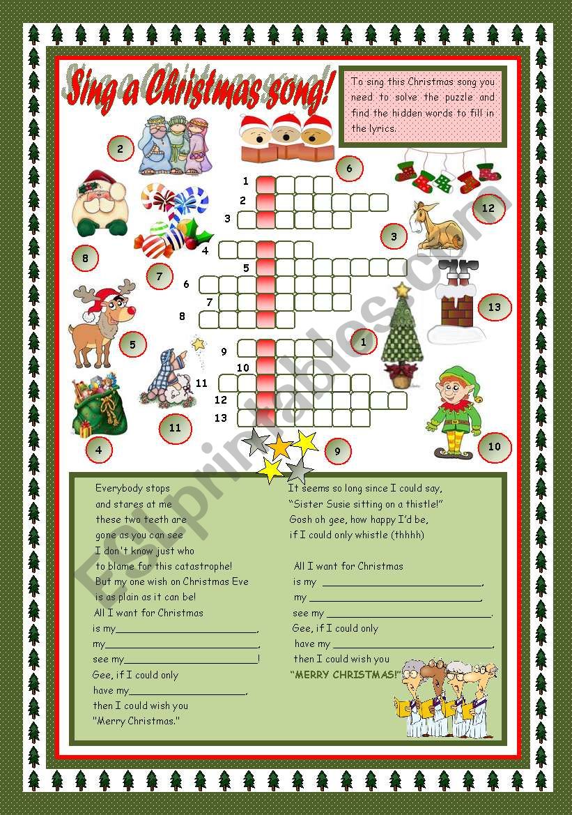 SING A CHRISTMAS SONG! worksheet