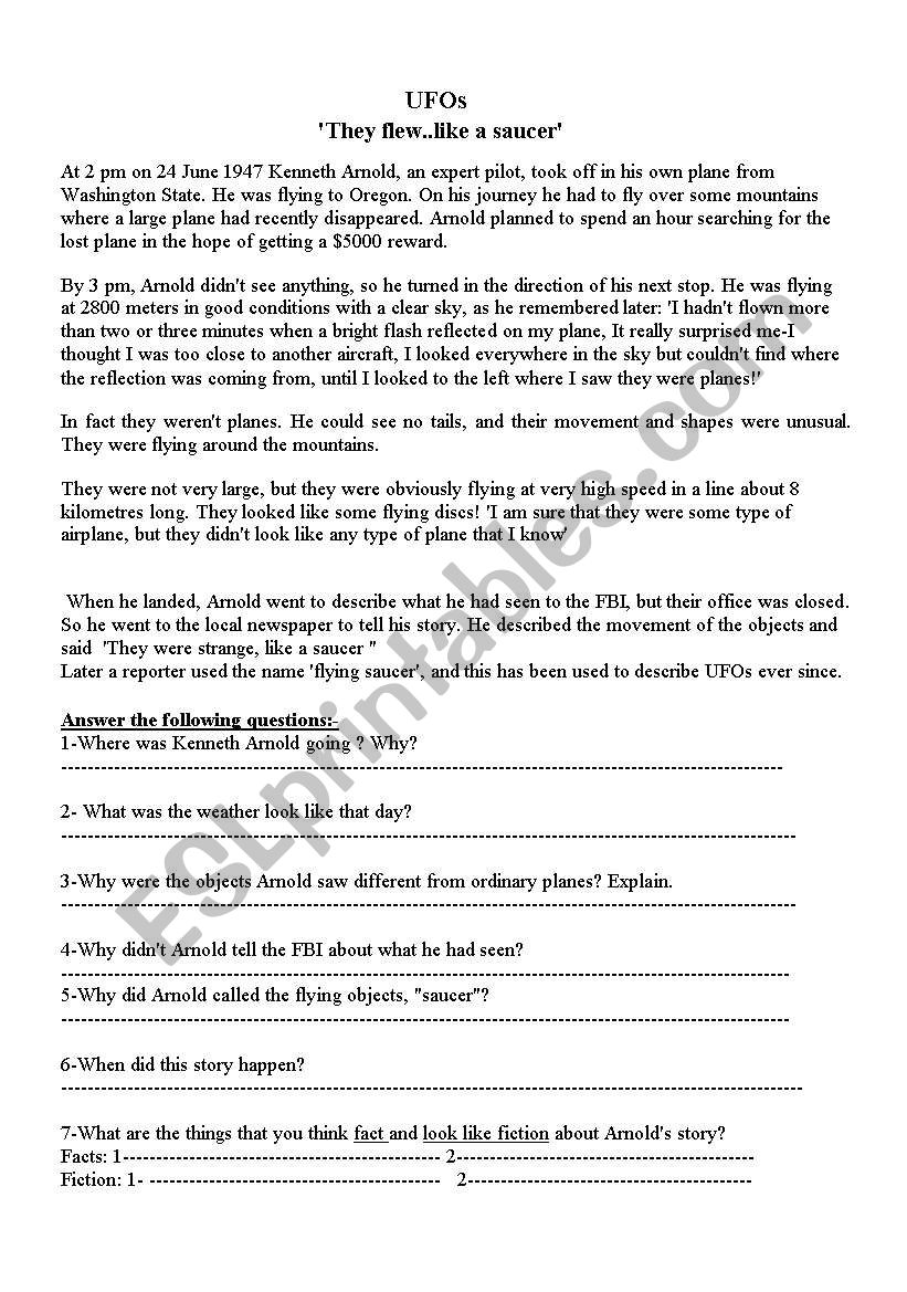 UFOs worksheet