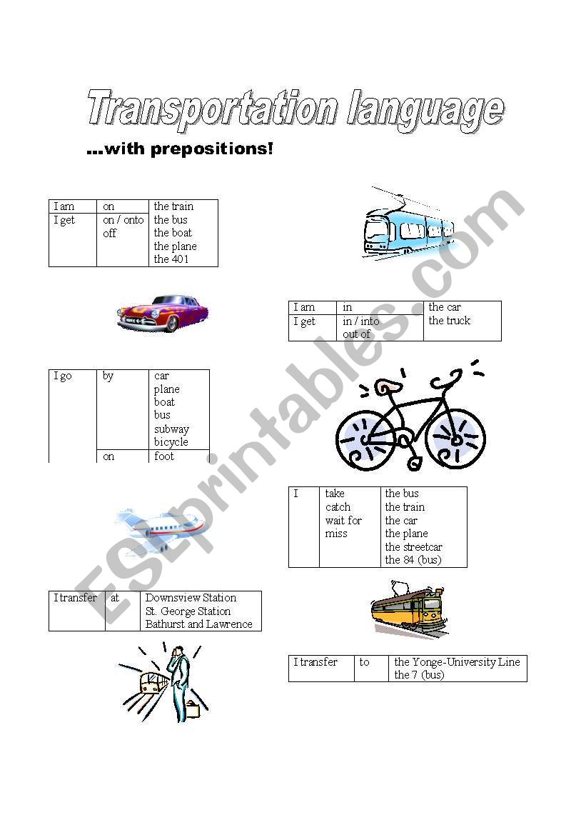 Transportation Language: Prepositions