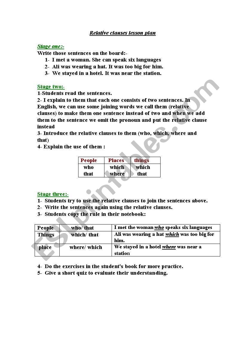 Relative clauses worksheet