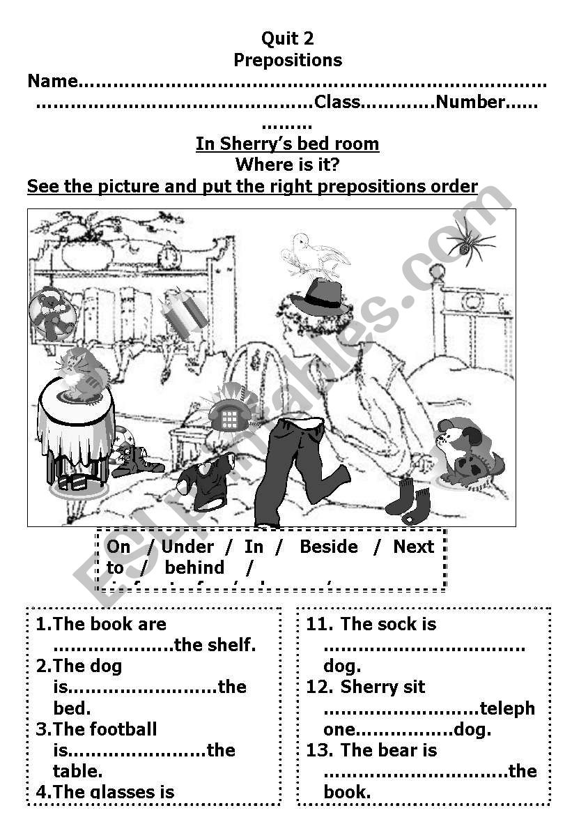 prepositions worksheet