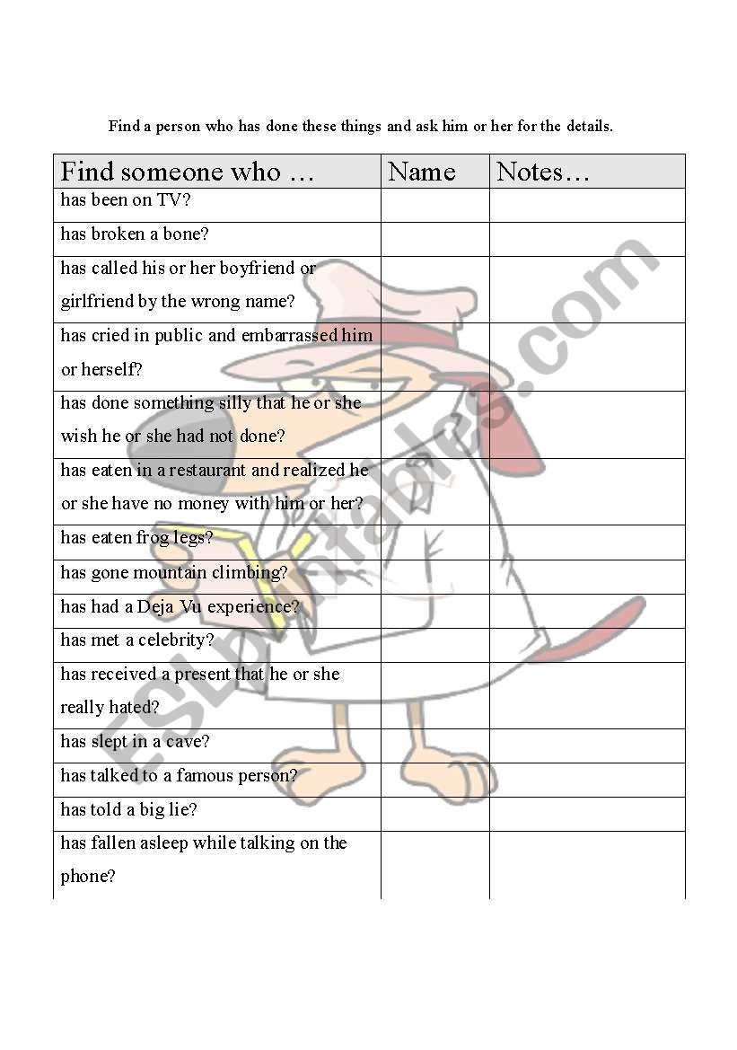 Find someone who worksheet