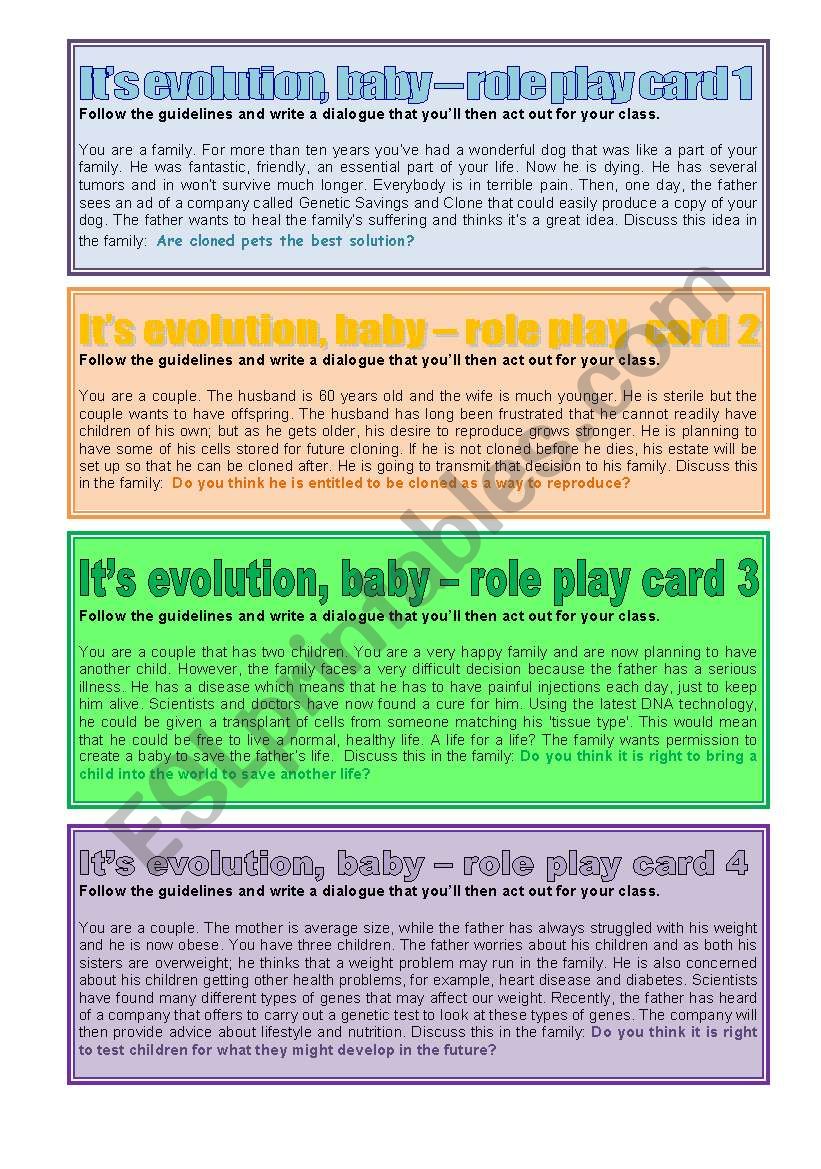 It´s evolution, baby worksheet