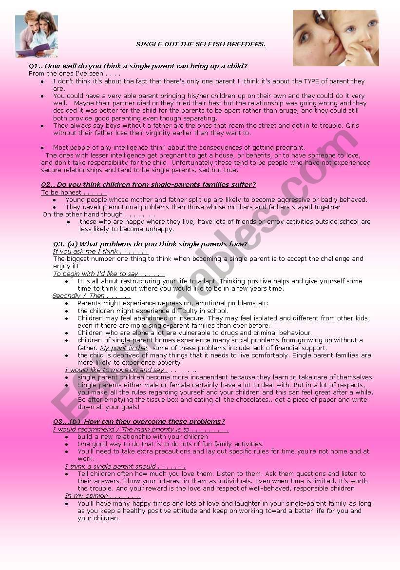 SPEAKING AND WRITING.. worksheet