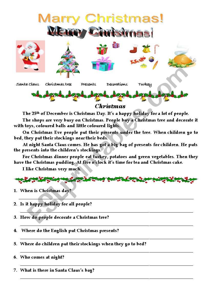 Marry Christmas worksheet