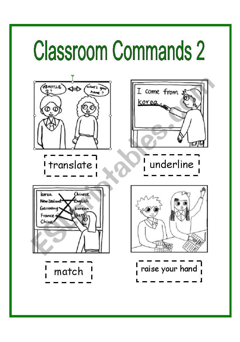 Classroom Commands 2 worksheet