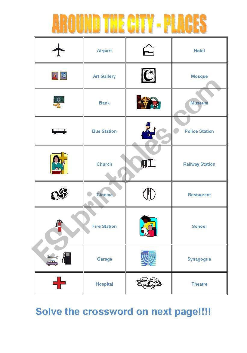 AROUND THE CITY - PLACES worksheet