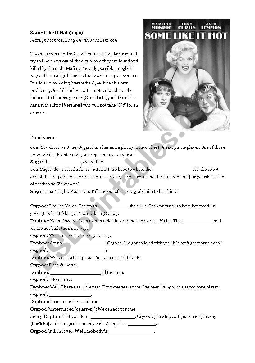 Some Like it Hot worksheet