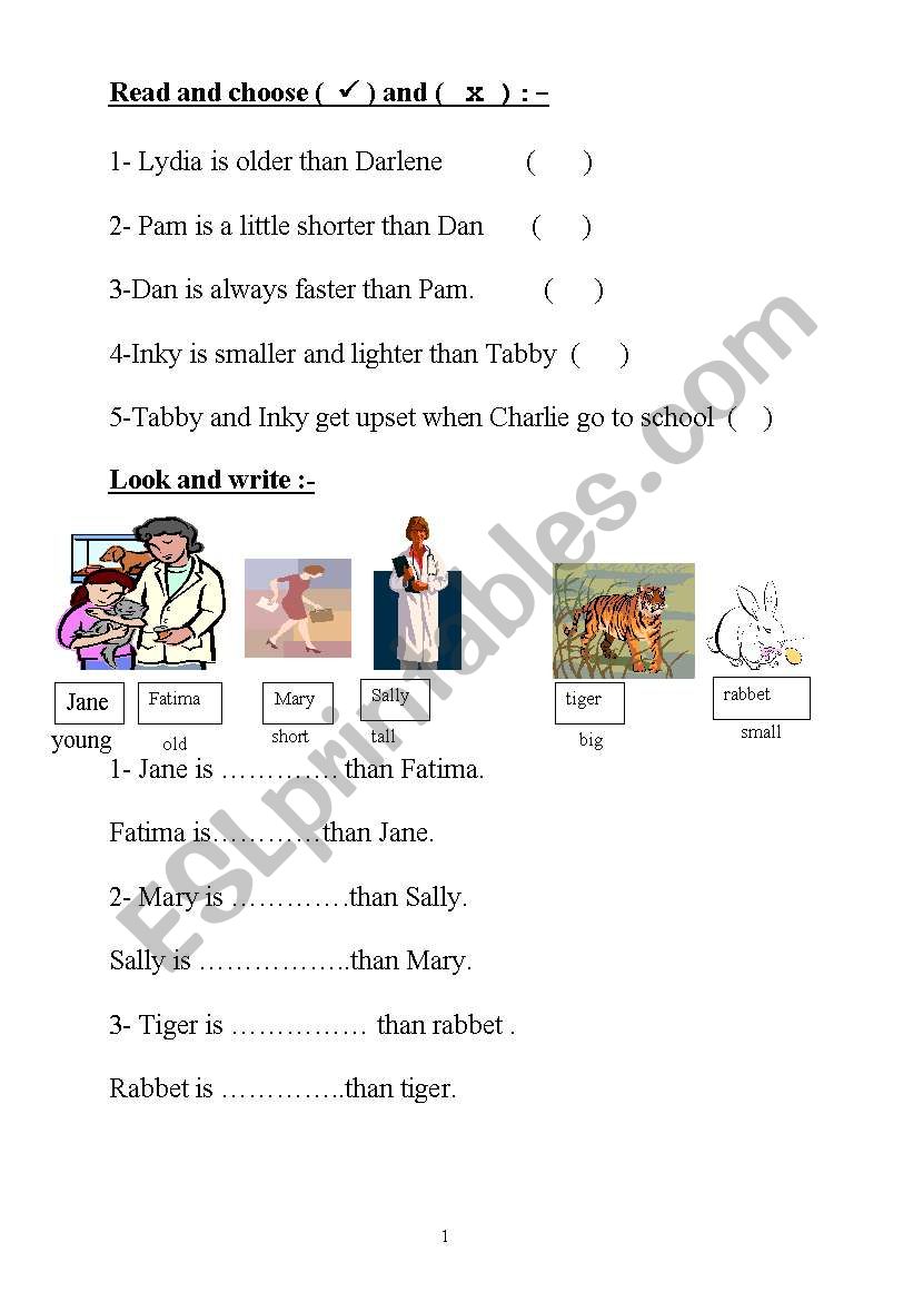 coparison worksheet