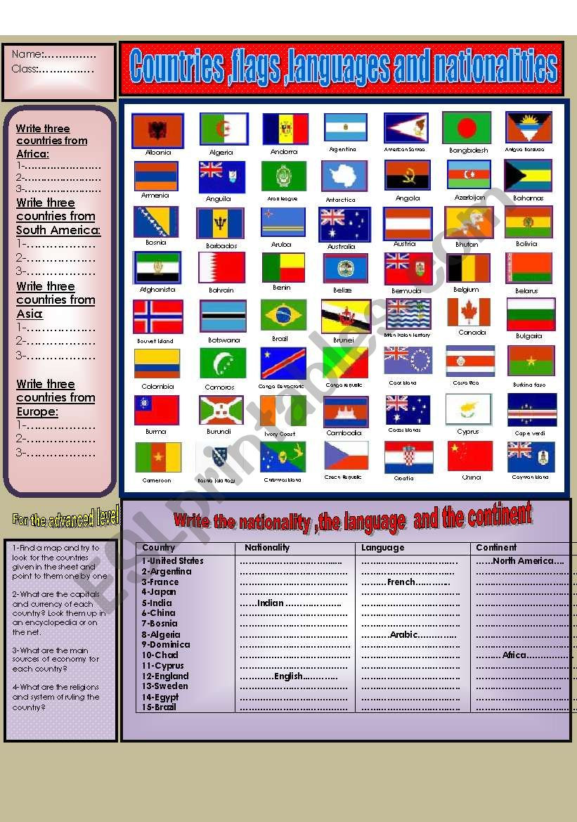 (Flag dictionary)  flags,nationalities and languages