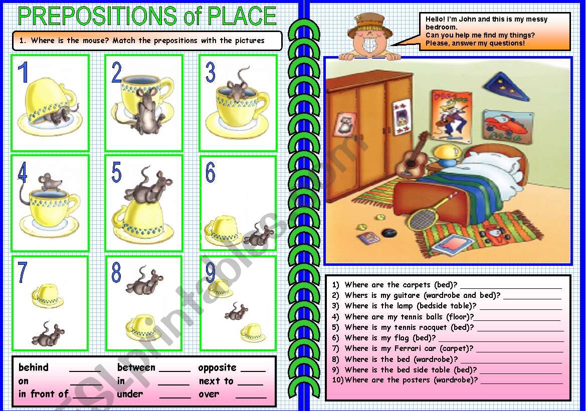 Prepositions of place worksheet