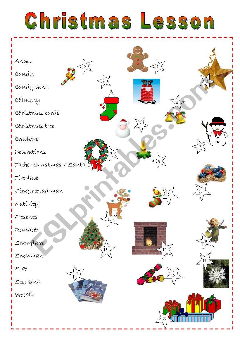 A Christmas lesson worksheet