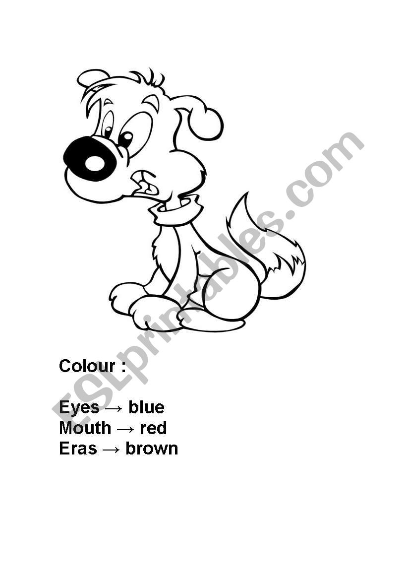 colour the dog worksheet