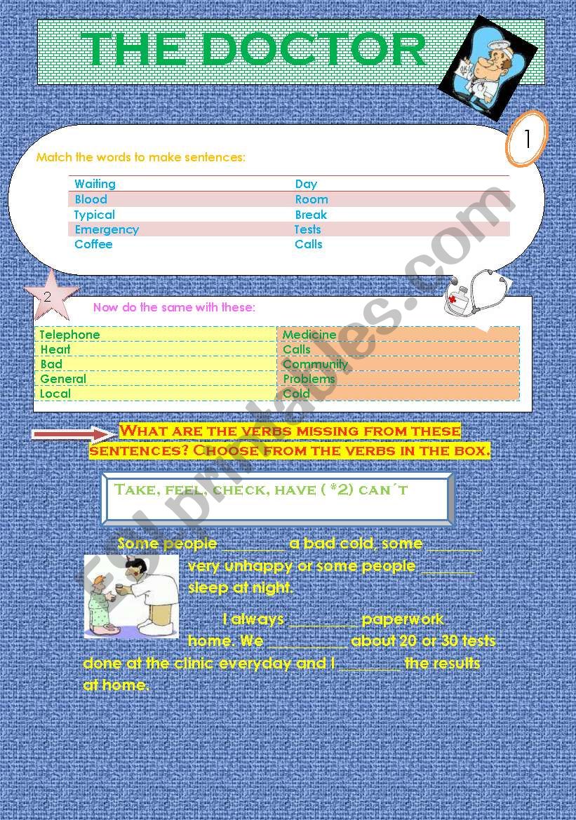 doctor activities worksheet