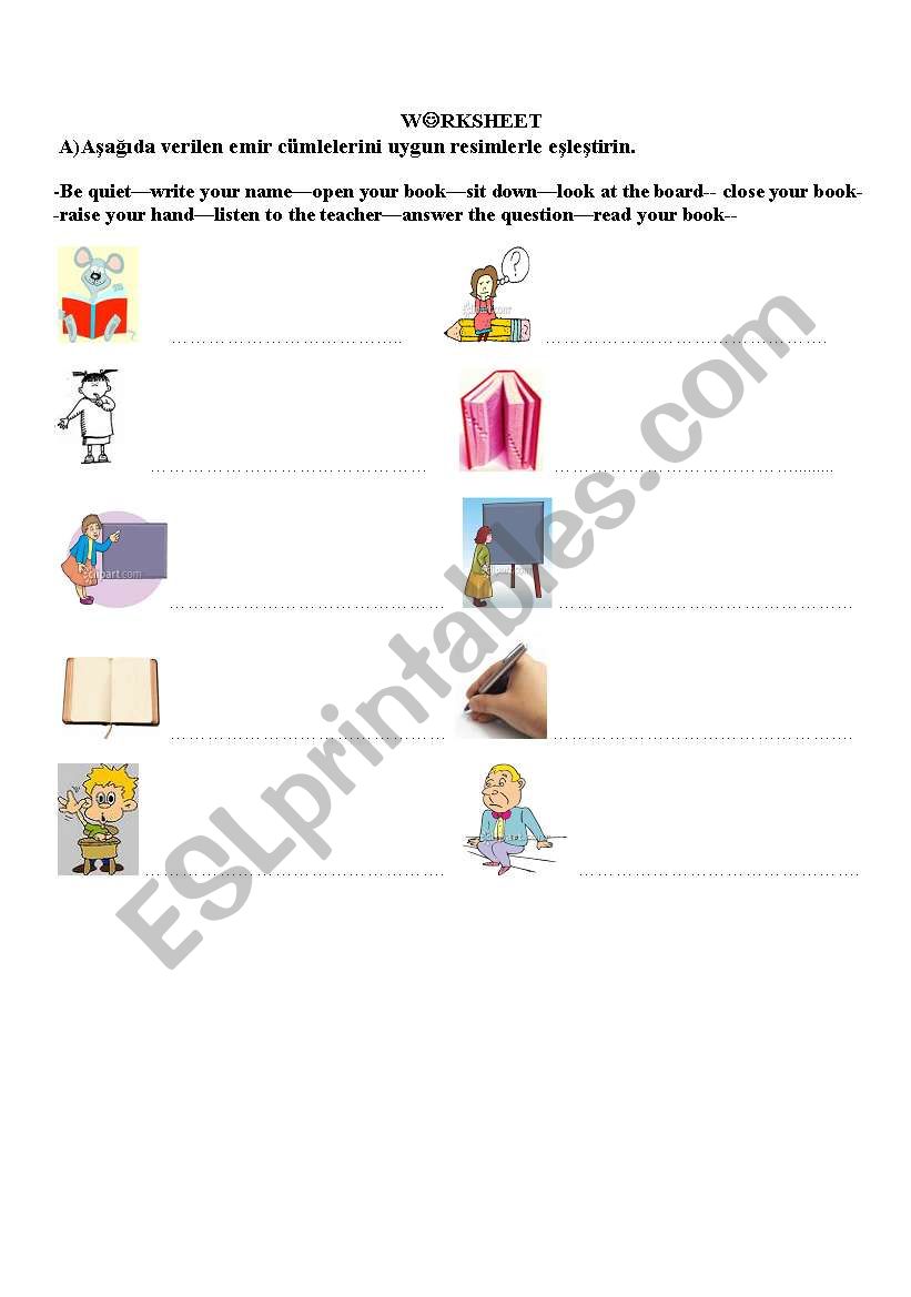 classroom instractions worksheet