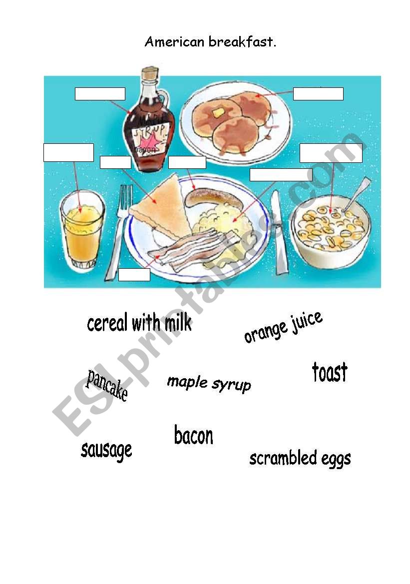 Breakfast in England and USA worksheet